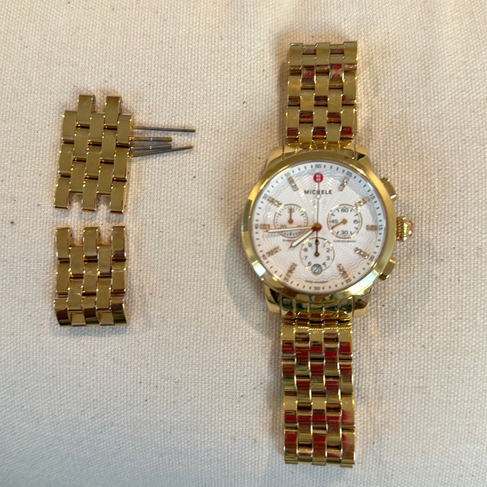 Authentic Michele CSX Diamond Embellished Bracelet Watch, 38mm - 0.03 ctw